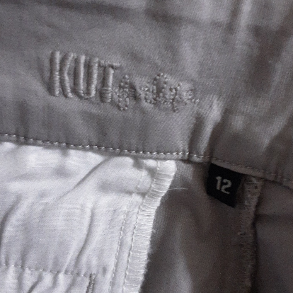 Kut Gray Cropped Pants Trouser 12 Casual Vacation Resort Stretch Beach Retro Y2k - Picture 9 of 13
